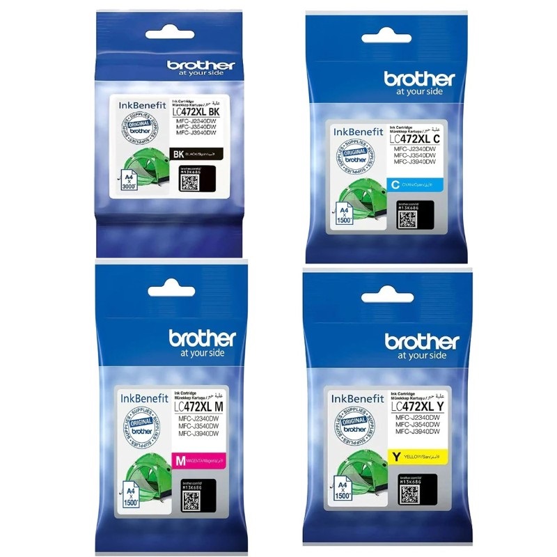 BROTHER LC472XL (BLACK, CYAN, MAGENTA, YELLOW) INK CARTRIDGE FOR A3 PRINTER MFC-J2340DW & MFC-J3540DW